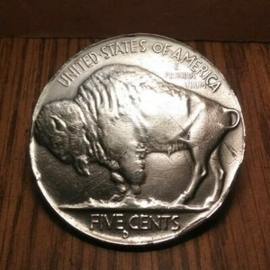 Vintage Buffalo Nickel Five Cents Coin Replica Belt Buckle Limited Edition USA - Picture 1 of 12