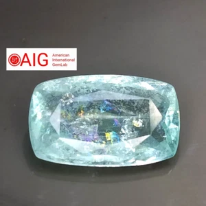 AIG CERTIFIED 3.33 CTS Green blue natural touramaline ( paraiba ) cushion shape - Picture 1 of 5