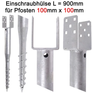 Einschraubhülse U-Pfostenträger 100 x 100 mm Pfostenanker L 900mm Eindrehhülse - Bild 1 von 3