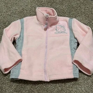 2009 Girls Sanrio Hello Kitty Powder Pink Fleece Zip Up Jacket Sz 4 - Picture 1 of 6