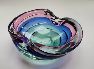 Archimedes Seguso Murano Glas Sommer Mittelstück Schüssel 8" MCM rosa blau grün - Bild 1 von 11