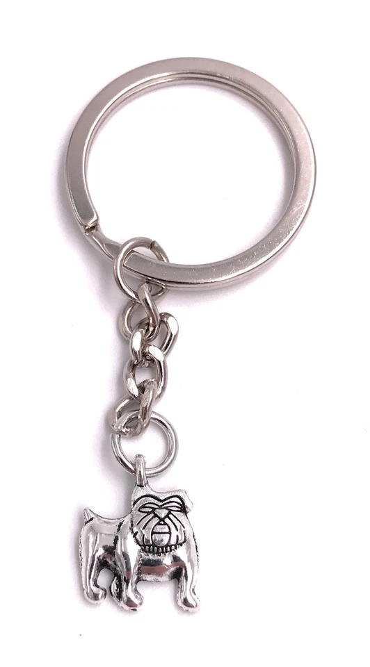 Pitbull Fighting Dog Key Ring Pendant Silver Made of Metal - Image 1 of 1