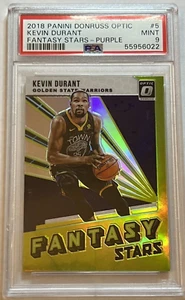 KEVIN DURANT PSA 9 2018-19 PANINI DONRUSS OPTIC FANTASY STARS HOLO PRIZM + 6 - Picture 1 of 6