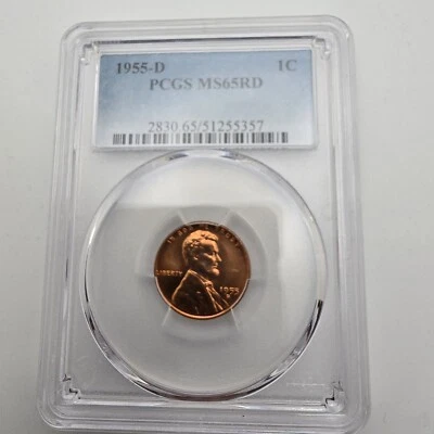 1955-D Lincoln Wheat Reverse Cent PCGS MS65RD Coin Lot - Image 1 of 4