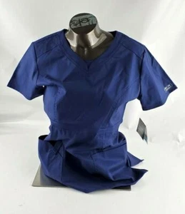 Dickies Scrubs 24703 V Neck Scrub Top Core Stretch Jr. Fit Navy XS (Extra Small) - Picture 1 of 9