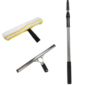 Window Cleaning Kit Squeegee Glass Cleaner Telescopic Wash Conservatory Pole - Picture 1 of 12