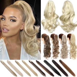 Long Claw Clip In Ponytail Extension Short Wavy Hair Piece Pony Tail as Human - Picture 1 of 41