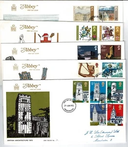 GB 1971 / 1972 Abbey Limited Edition x 5 verschiedene FDC Manchester Postmarks - Bild 1 von 1