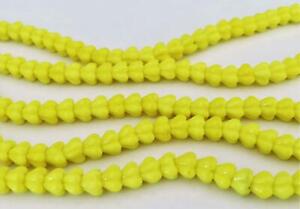 50 6 mm Czech Glass Baby Bell Flower Beads: Coral Lemon