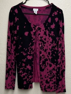 Jaclyn Smith Cardigan Sweater Size Small Pink/Black Button Down Long Sleeves EUC - Picture 1 of 3