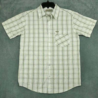 Vintage 90s Gotcha Shirt Youth Boys Medium Tan Plaid Short Sleeve Button Up Y2K - Image 1 of 4