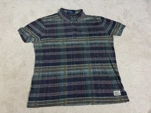 Polo Ralph Lauren Shirt Mens Extra Large Green Blue Plaid 90s Vintage - Picture 1 of 11