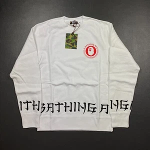 100% Authentic A Bathing Ape Lettered White Crewneck Size M Mens - Picture 1 of 8