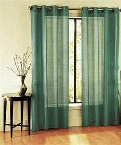 2PC GROMMET SOLID VOILE SHEER PANEL WINDOW CURTAIN TREATMENT DRAPE NEW DECOR - Picture 1 of 28