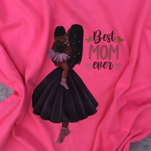 Best Mom Ever Black Women Black Mom Melanin African American Medium Pink T-Shirt - Picture 1 of 5