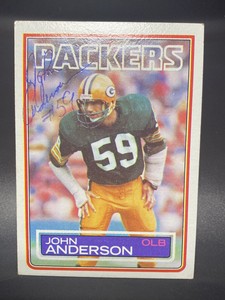 1983 JOHN ANDERSON SIGNED GREENBAY PACKERS NFL TOPPS CARD, COA (F01)