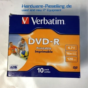 10x Verbatim Dvd-R Imprimable Rohlinge 4,7GB 16x 120min Avec Boîte de Bijoux - Afbeelding 1 van 1