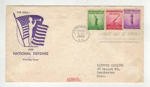 1940 PRE WW2 Patriótico FDC 899-901 SERIE DEFENSA NACIONAL CONJUNTO EN 1 USO CORREO AÉREO - Imagen 1 de 1