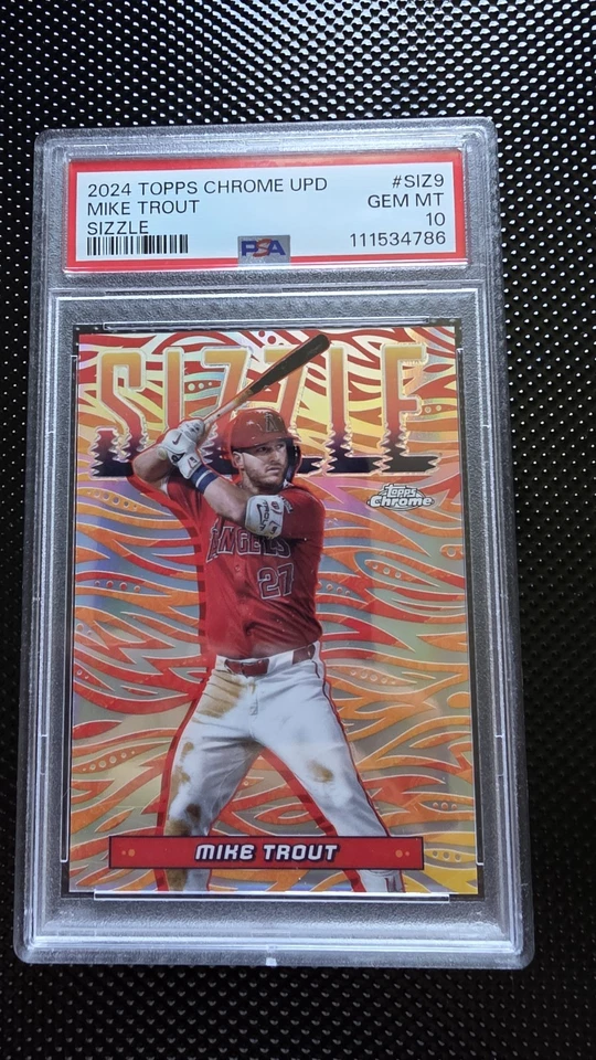 2024 Topps Chrome Update Mike Trout Sizzle SSP #SIZ-8 Los Angeles Angels PSA 10 - Image 1 of 2