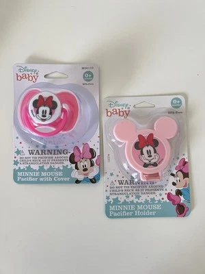 Minnie Mouse Pacifier Cover & Holder Set – Pink 0+ Months – New - Image 1 of 4