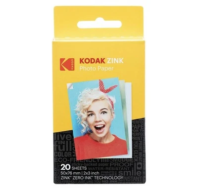 Zink Zero Ink Photo Paper 20 Pack 2x3 Water Resistant Sticky Back Prints - Image 1 of 4