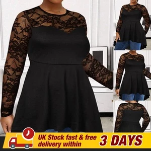 Plus Size Women Lace Floral Tops Gothic Steampunk Ruffle Party Blouse Shirts - Picture 1 of 12