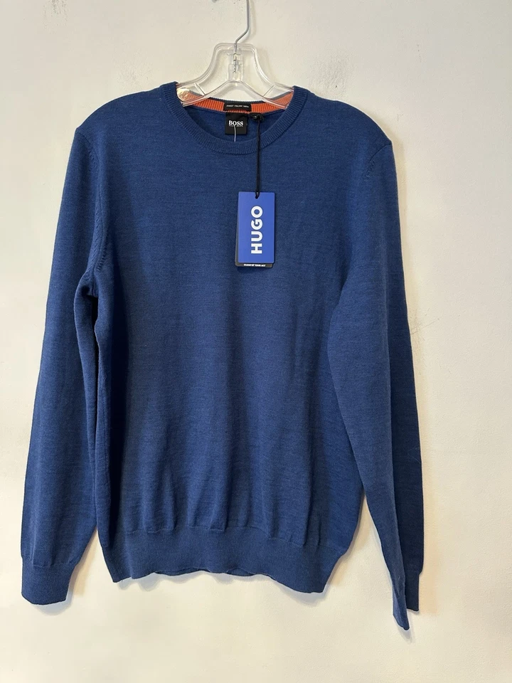 New Men Hugo Boss Pullover Wool Sweater Size M Blue - Image 1 of 4