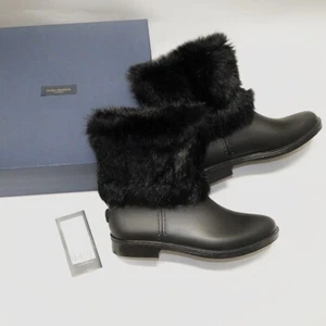 Piazza Sempione Fur Chelsea Rain Boots in Black Size 37  - Picture 1 of 3