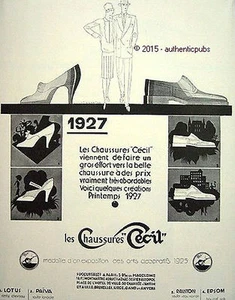 PUBLICITE CECIL CHAUSSURES FEMME HOMME SIGNE HENRI MERCIER DE 1927 FRENCH AD PUB - Picture 1 of 1