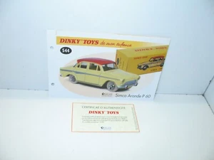 1 sheet + certif. Dinky Toys Atlas repro ref 544, Simca Aronde P60 - Picture 1 of 1