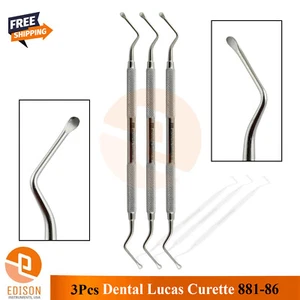 3Pcs Lucas #86 Dental Periodontal Curettes Double Ended Surgical Instruments - Picture 1 of 3