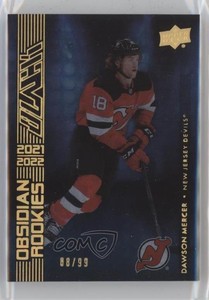 2021-22 SPx UD Black Obsidian Rookies Gold /99 Dawson Mercer #OR-47 Rookie RC