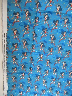 DC Justice League  YOUNG Wonder Woman  W/ROPE  Cotton Fabric   1YX44" W  NEW - Image 1 of 4