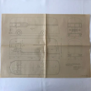 1936 Coachbuilder Bus Design Blueprint Rendering Blue Print Coach Truck - Picture 1 of 11