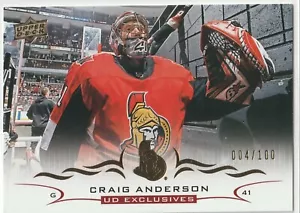 2018-19 Upper Deck Series 1 Exclusives #129 Craig Anderson 004/100 Ottawa - Picture 1 of 1