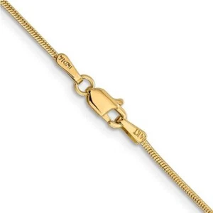 Cadena redonda de serpiente de oro amarillo 14K de 1,10 mm 16"" 18"" 20"" 22"" 24"" 30"" broche de langosta - Imagen 1 de 5