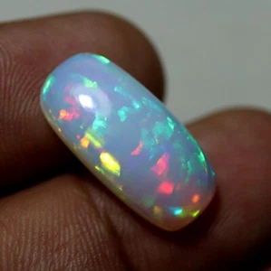 8 Crt 21.8x10.5x6 MM Natural Green Pink Red Fire Ethiopian Opal Cushion Cabochon - Picture 1 of 10