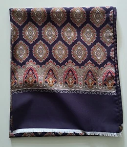 Vintage Mens 60s Large Fringed Paisley Patterned Scarf (359E) - Picture 1 of 3
