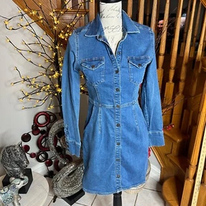 Free People Women’s Dynamite Western Long-sleeve Mini Shirt Dress Size S - Picture 1 of 10