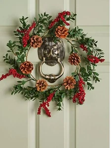 🎄 Guirnalda Festiva de Navidad de Acebo 40 cm - Decoración Tradicional de Puerta de Bayas Rojas - Imagen 1 de 5