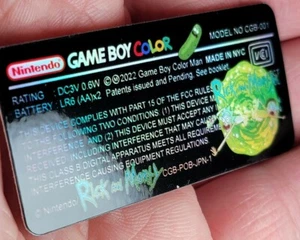 1 Nintendo GAME BOY COLOR CGB-001 RICK AND MORTY EDITION HOLOGRAPHIC LABEL ONLY - Picture 1 of 8