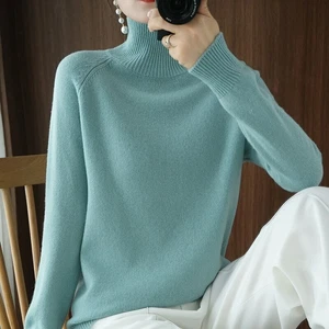 Women's Slim Knitted Turtleneck Cashmere Jumper Elasticity Pullover Sweater Soft