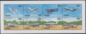 TANZANIA Sc #1954a-h CPL MNH SHEET of 8 DIFF AIRPLANES - Picture 1 of 1