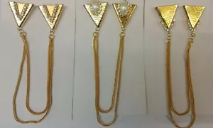 Shirt collar tips Mens / Ladies Shirts with chain links Gold with stone, Metal - Picture 1 of 13