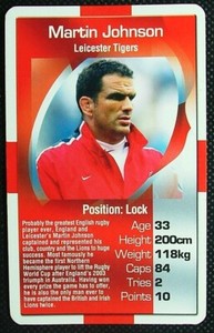 1 x Info Card 2003 England Rugby Heroes Martin Johnson # Leicester Tigers R107