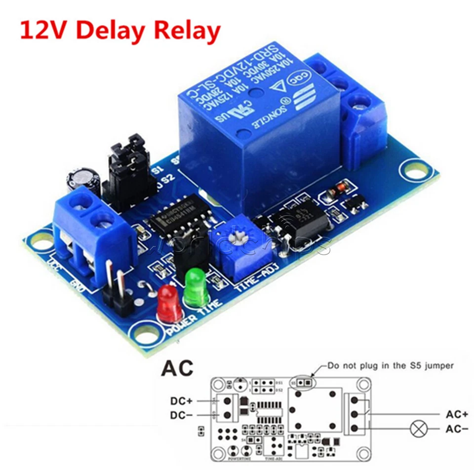 DC 12V Delay Timing Timer Relay Turn ON Turn OFF Switch Module Time 10A - Image 1 of 4