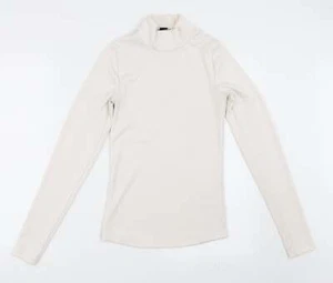 H&M Womens Ivory Polyester Blend T-Shirt Size S Roll Neck - Picture 1 of 12