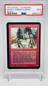 Magic The Gathering 1993 Magic The Gathering Alpha Mons's Goblin Raiders PSA 9 como nuevo - Imagen 1 de 2