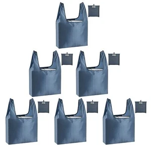 Large Reusable Bags Shopping Washable Foldable 6 Pack Grocery Bags Heavy Duty - Picture 1 of 7