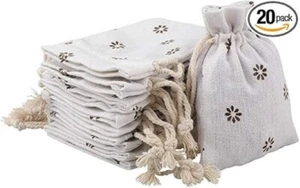 Small Cotton Burlap Drawstring Pouches 20 Pieces 3.9'' x 4.7'' - Picture 1 of 4